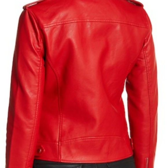Philosophy Apparel Moto Jacket Red Vegan Leather Silver Hardware Lined XS NWT - Picture 9 of 10